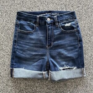 American Eagle Jean Shorts Women's 2 Curvy Hi Rise‎ Stretch Upcycled Jegging